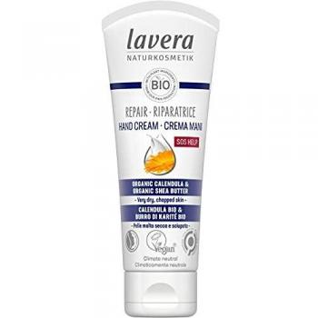 Lavera SOS Help Repair Hand Cream with Organic Calendula & Organic Shea Butter for Very Dry, Chapped Skin 75ml/2.6oz