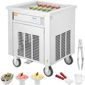 Máquina de Hielo Enrollado Comercial de Acero Inoxidable 50x50 cm con Compresor y Placa de Laminación