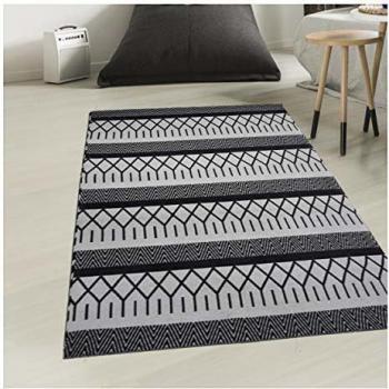 Alfombra moderna rectangular gris 140x200 cm hecha a mano con motivos escandinavos - Panata