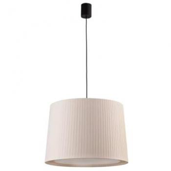 Faro Barcelona Samba - Lámpara colgante cilíndrica negra con encintado beige, casquillo E27