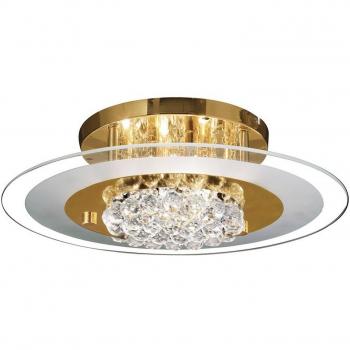 Plafón Delmar redondo 6 bombillas oro vidrio cristal
