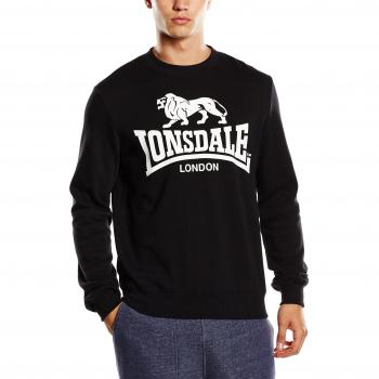 Lonsdale Go Sport Men's Crewneck Sweatshirt - Black, 60% Cotton, 40% Polyester