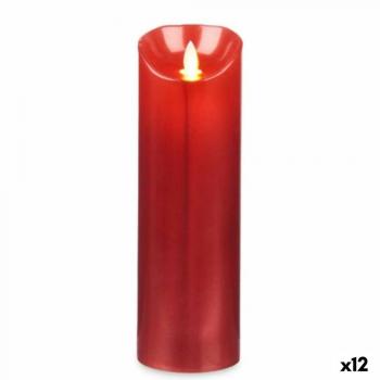 Vela LED Roja 8 x 8 x 25 cm (12 Unidades) - Cuida Cada Detalle