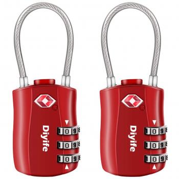 Diyife TSA Equipaje Locks, [2 Paquetes] 3 DíGitos Seguridad Candado, CombinacióN Candados, Bloqueo De CóDigo para Maletas Equipaje Viaje, Etc.
