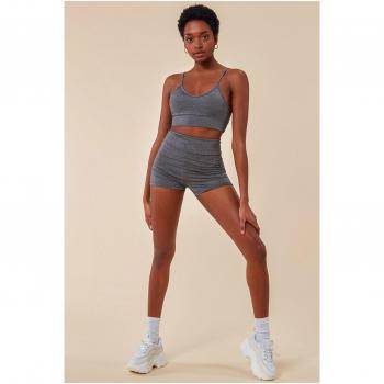 Cosmochic Gray Cropped Bralette and Bike Short Set