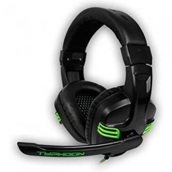 BG Typhoon - Auriculares gaming, micrófono abatible, control volumen, PC, PS4, XBOX ONE, Jack 3.5mm, Negro, Verde