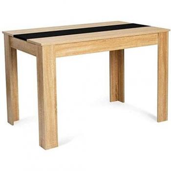 Mesa de comedor rectangular ROZY para 4 personas imitación haya y negro 110 cm
