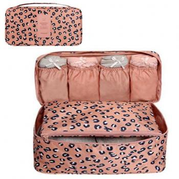 GossipBoy Neceser multiusos, con divisores para almacenar ropa interior, para sujetadores y braguitas, bolsa portátil para viajes, tela, Rosa, 13x12x26