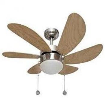 003 Oferta ventilador de techo 6 aspas níquel/haya, 1XE27 motor reversible. AkunaDecor.