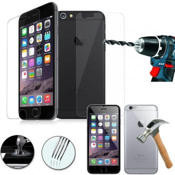 Funda carcasa cartera soporte Video libro tapa piel sintética efecto tela para Apple Iphone 6/6S - 1 lámina delantera + 1 lámina trasera
