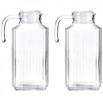 TIENDA EURASIA® Pack 2 Jarras de Agua - Jarras de Cristal con Tapa - Medida Universal Ideal para Neveras