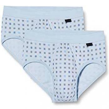 Pack de 2 Sportslips para Hombre con Entrante, Color Hellblau a Cuadros, Talla 5, 100% Algodón