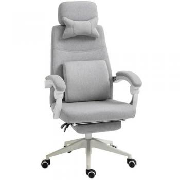 Silla de Oficina Ergonómica Vinsetto con Ruedas y Reposapiés, Poliéster y Espuma, 62 x 68 x 117-127 cm