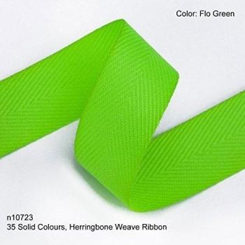 Neotrims 16mm Herringbone Woven Soft Ribbon Insertion Trimming 35 Plain Colours, Luxury Soft Handle, 3mts Packs, 16mm Wide, Great Price, Best Quality Tested to European ISO Standards It's Beautiful - Flo Green - 3 Meters
