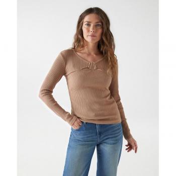 Camiseta de mujer de punto canalé con aplique Salsa Jeans