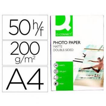 Papel Q-Connect Foto Mate Doble Cara Din A4 para Fotocopiadoras e Impresoras Ink Jet Bolsa de 50 Hojas 220