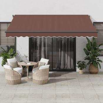 Tienda de campaña solar retráctil manual 400x300 cm marrón / Toldo retráctil manual marrón 400x300 cm vidaXL