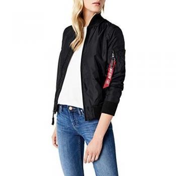 Alpha Industries Women's MA-1 TT Two Tone Bomber Jacket Black Size L