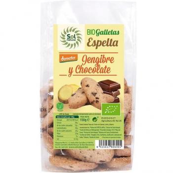 Galletas de Espelta, Jengibre y Chocolate Bio 150g Sol Natural