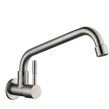Moderno giratorio montado en la pared acero inoxidable agua fría grifo fregadero cocina sin plomo acero inoxidable lavabo grifos