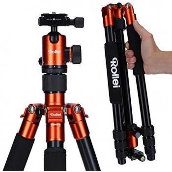 Rollei C5I | Naranja | Trípode fotográfico Ligero de Aluminio | Trípode de Viaje con Cabeza de Bola y Bolsa para trípode | Utilizable como trípode Macro, monópode y Mini trípode | Arca Swiss