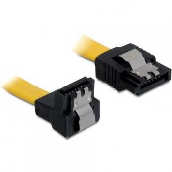Cable SATA Delock 6 Gb/s de 0,2 m amarillo con conector recto y ángulo hacia abajo