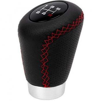 Pomo Deportivo de Piel Perforada Negro/Rojo