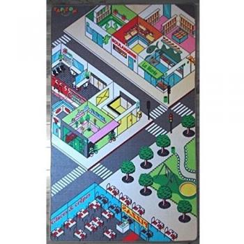 TAPITOM® | Alfombra infantil la ciudad y sus comercios - 130 x 200 cm | alfombra de juego de la gran ciudad | alfombrillas para decorar habitaciones infantiles city | antideslizante, dobladillo | Normas CE