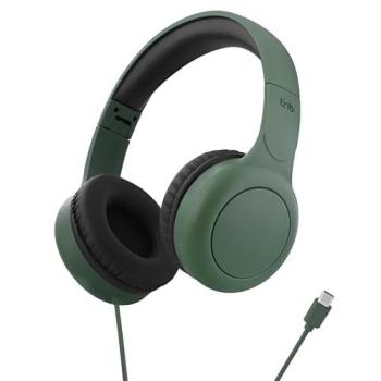 Auriculares Supraaurales con Cable USB-C, Almohadillas de Espuma, Diadema Acolchada, Controles Integrados y Micrófono - Azul