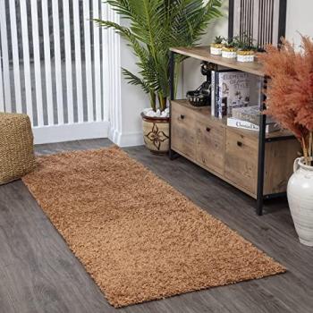 Alfombra Shaggy Moderna Terracota 160x220 cm, Pelo Largo y Suave