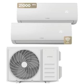 Aire Acondicionado Split Evvo Clima WiFi 2x1 Inverter 18.000 BTU (9.000 + 12.000) Eficiencia A++ Bomba de Calor Deshumidificador Control Remoto