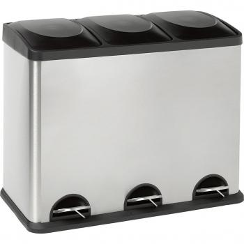 Cubo de basura para reciclar con 3 compartimentos de 15 litros - Ideal para separar residuos y contribuir al medio ambiente