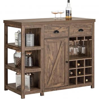 Aparador de Cocina Desayuno Barra de Comedor Mesa Gabinete de Barra SoBuy SVW20-N Natural con 2 Cajones y Compartimentos Cúbicos 110 x 55 x 95 cm