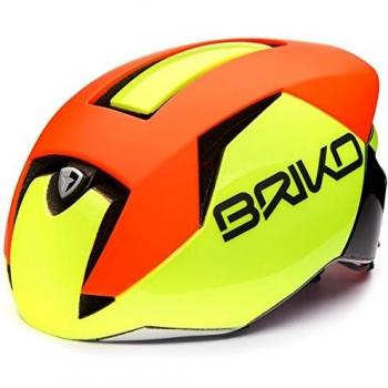 Briko Gass Casco de Ciclismo, Unisex Adulto, Amarillo/Naranja, M