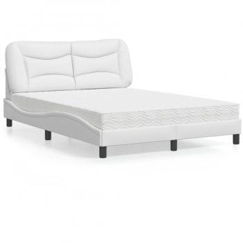 Cama con colchón blanco 120x200 cm en cuero sintético vidaXL
