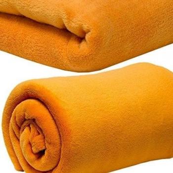 eyepower Manta de microfibra 100% poliéster 140x200 cm | Frazada suave ligera para cama sofá | Cubrecama de felpa pelo corto reversible | Colcha peluda que sirve de adorno abrigo | Naranja