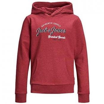Sudadera Jack&Jones Niño 140 Rojo 12158423 JJELOGO SWEAT HOOD 2 COL NOOS JR RIO RED
