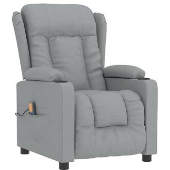 Sillón de masaje tela gris claro Vidaxl Gris, sillón reclinable ajustable con reposapiés, sofá asiento butaca ergonómico para sala de estar, salón u oficina