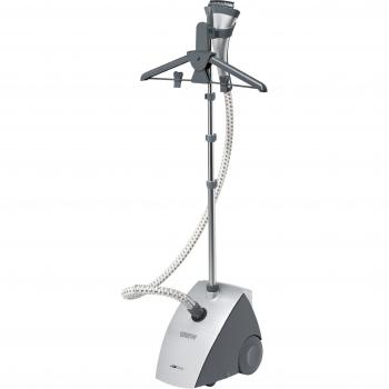 Centro de Planchado Vertical Clatronic TDC 3432, 1500W, con Soporte y Percha, Aluminio, Negro/Plata