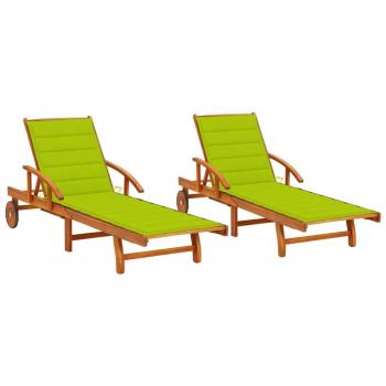 Silla de 2 piezas con almohadas de acacia de madera maciza - Day and Night Loungers with cushions, 2 unidades, madera maciza de acacia