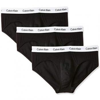 Calvin Klein 3 Pack Black Cotton Stretch Hip Briefs Men's Extra Large