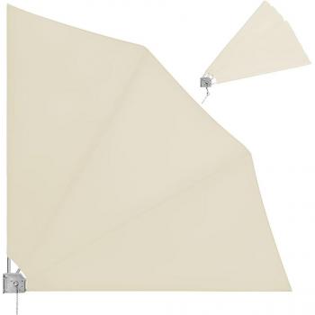 Toldo lateral de balcón 2 piezas beige 140x140cm, separadores laterales plegables de balcón abanico ajustable en 3 posiciones, material poliéster con soporte de pared