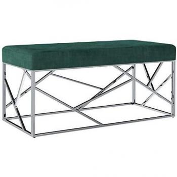 vidaXL Banco de Acero Inoxidable y Terciopelo Verde 97cm Mobiliario Recibidor Almacenamiento Organizador Tapizado Terciopelo Diseño Moderno Elegante