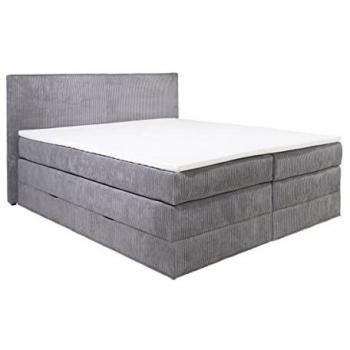 Conjunto Boxspring IVOLOS de Palacio - Cabecero + Somieres Arcón + Colchón + Sobrecolchón - 2 x 80 x 200 cm - Terciopelo de Canalé Gris