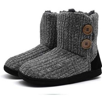 KuaiLu Zapatillas de Casa para Mujer Cálida Invierno Interior Forro de Vellón Pantuflas Cerradas Espuma de Memoria Cómodo Antideslizante Botines