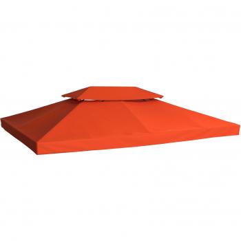 Techo de Repuesto para Cenador de Jardín Outsunny 4x3 m con 2 Niveles Transpirable - Rojo