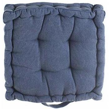 Cojín de Suelo asa Azul Oscuro rústico de algodón de 8x40x40 cm - LOLAhome