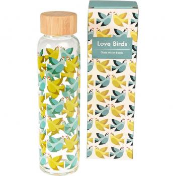 Rex London Love Birds 420ml Children's Glass Water Bottle