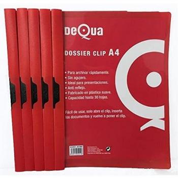 Dossier con clip Dequa Capacidad 30h. A4 Pack 5u. Rojo
