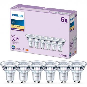 Bombilla LED Philips GU10 4.6W Equivalente 50W 355 lúmenes Luz Blanca Cálida